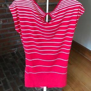 New York & company stretchy pink & white Shirt